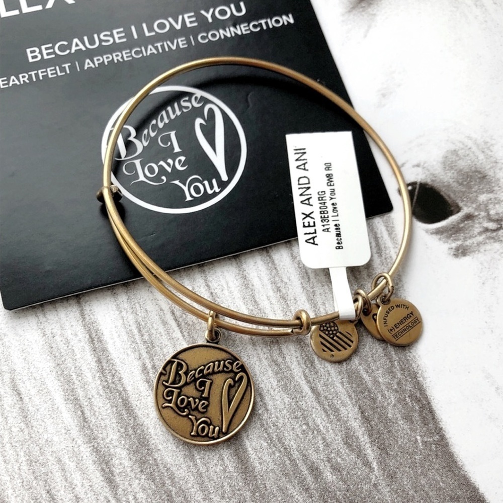 NWT Alex & Ani ‘Because I Love You’ Gold Bracelet
